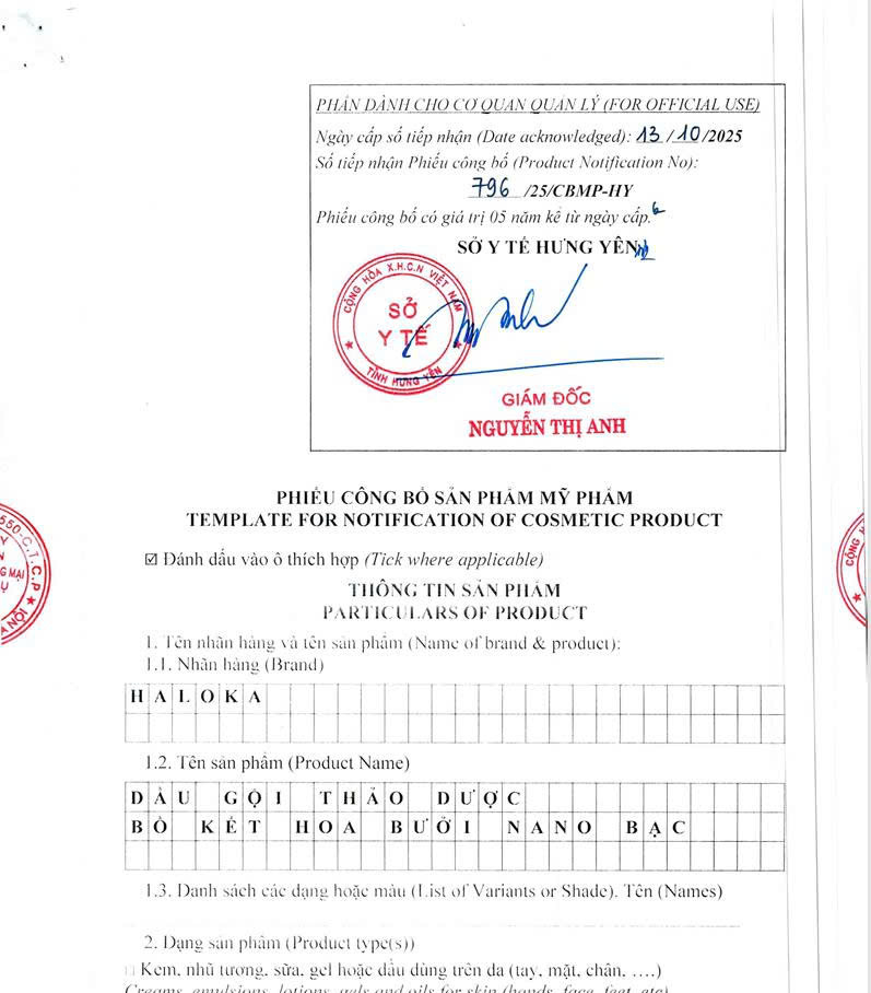 Công bố sản phẩm dầu gội